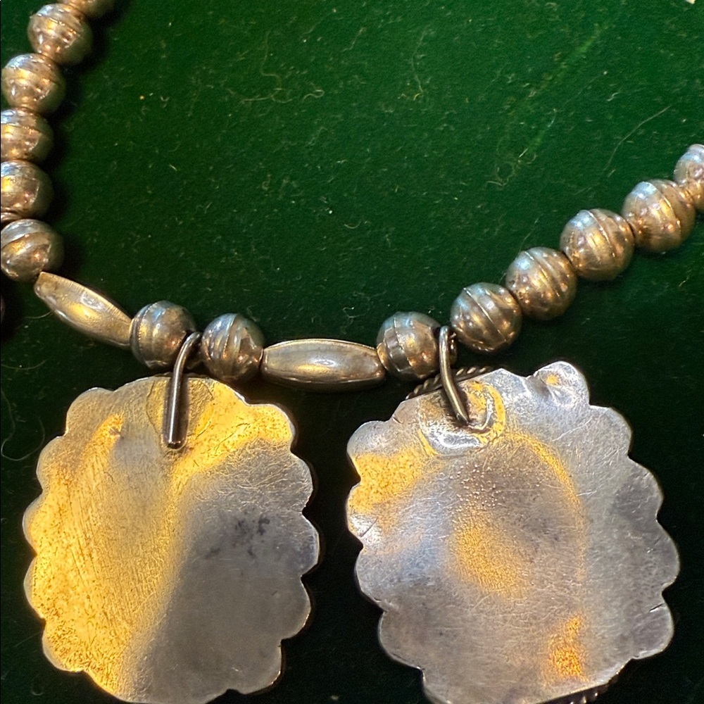 Sterling Silver 9.25 Beaded Necklace with Blue Birds. Vintage 16 inches - Picture 7 of 8